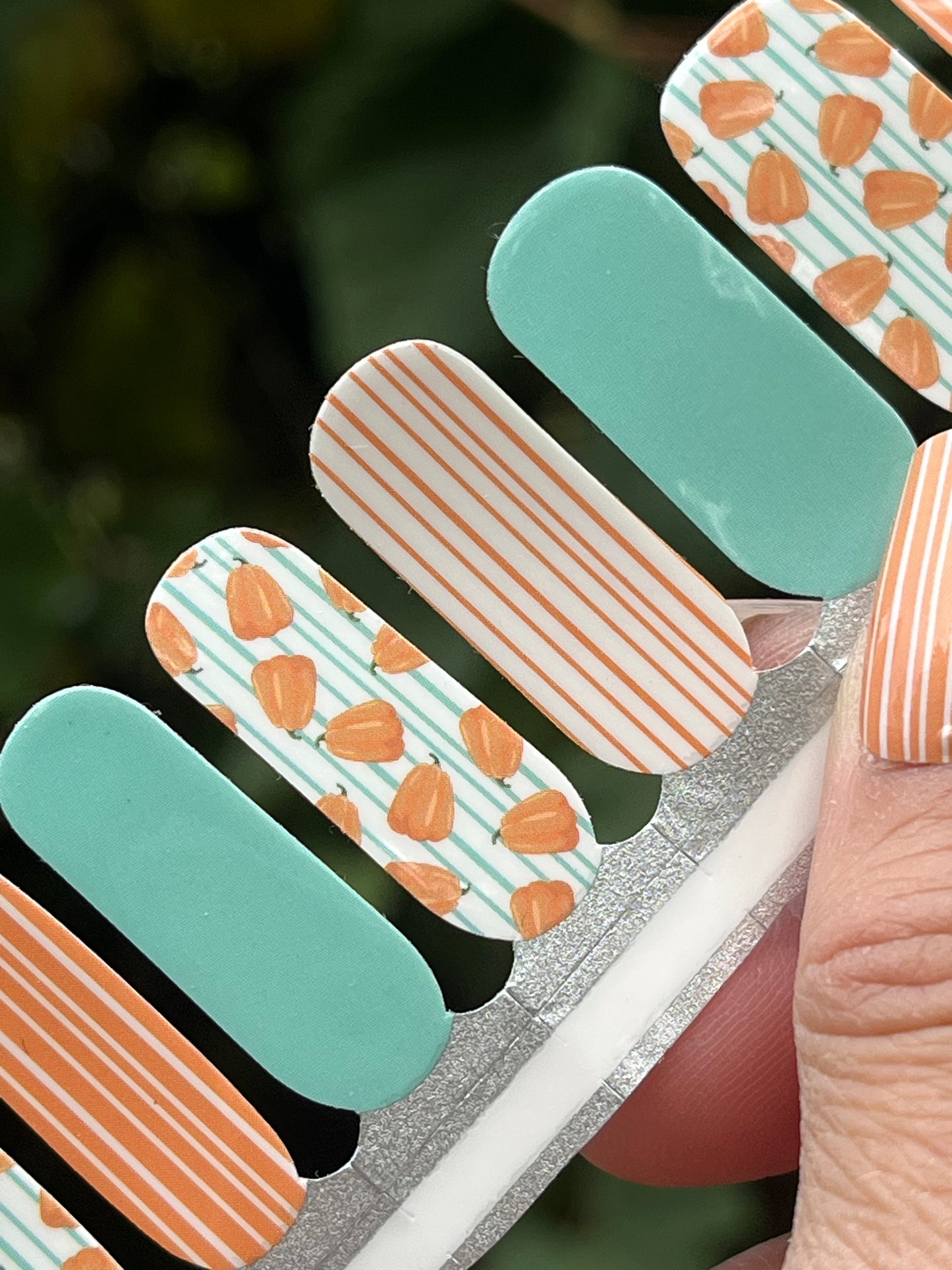 Pinstripes & Pumpkins – Bright Fall Nail Wraps