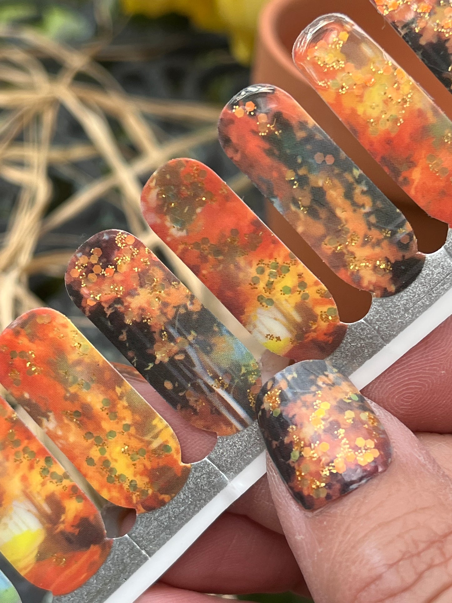 Surefire! Fall Glitter Nail Wraps | Peachy Peach Nails