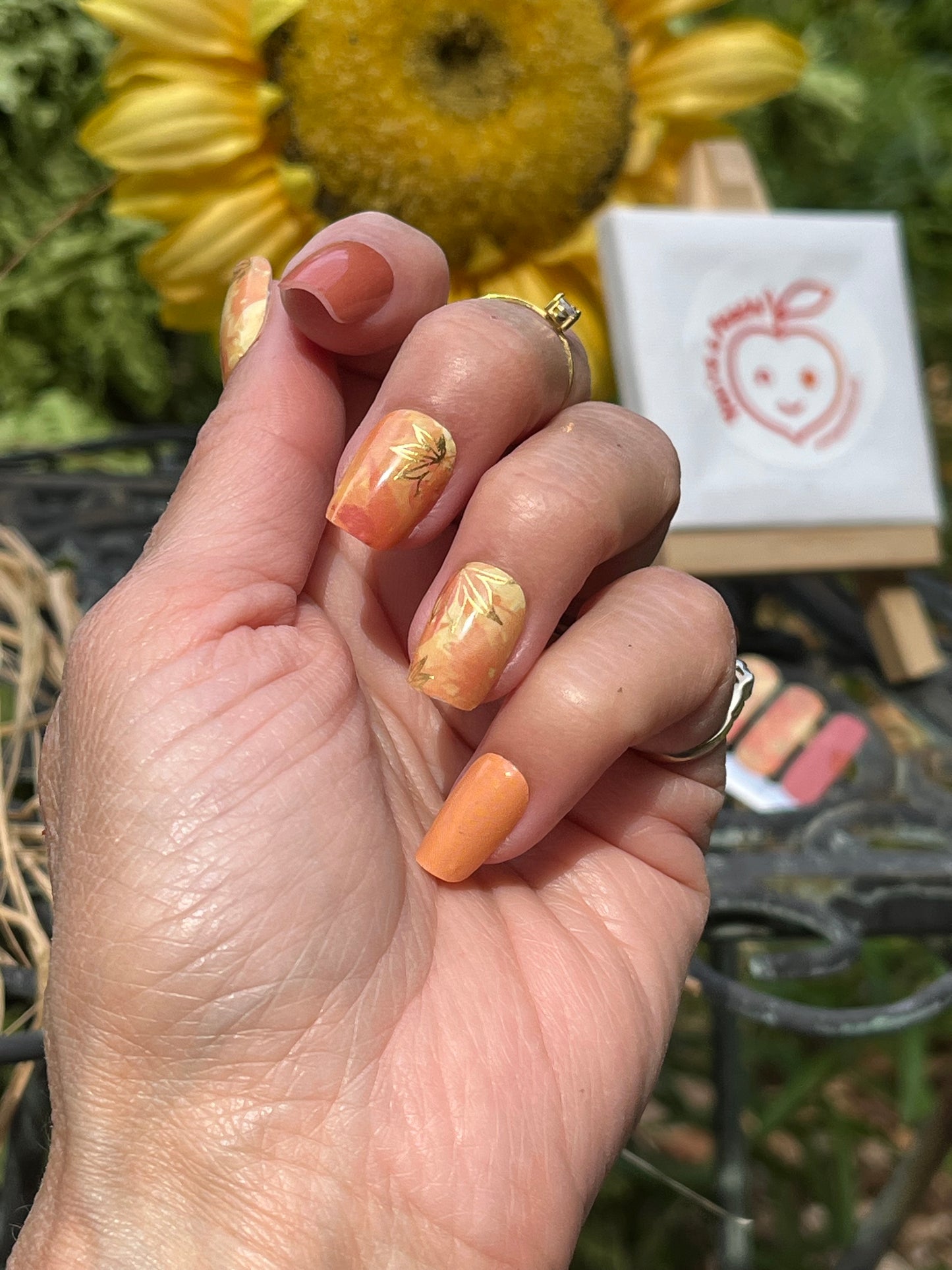 Autumn Gold – Fall Leaves & Sparkle Nail Wraps