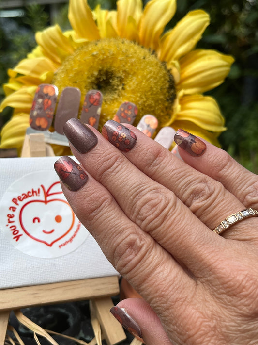 Pumpkin Spice – Fall Pumpkins & Leaves Shimmer Nail Wraps