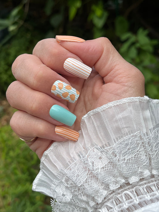 Pinstripes & Pumpkins – Bright Fall Nail Wraps